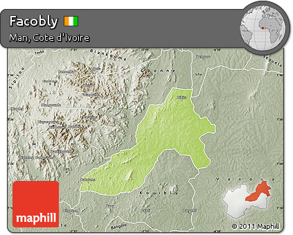 Physical Map of Facobly, semi-desaturated