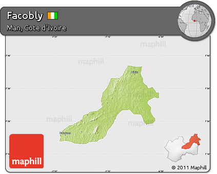 Physical Map of Facobly, single color outside