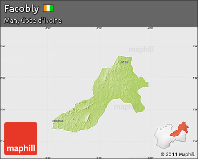 Physical Map of Facobly, single color outside