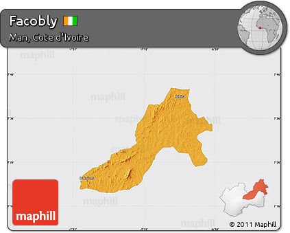 Political Map of Facobly, single color outside