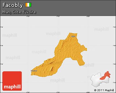 Political Map of Facobly, single color outside