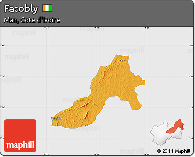 Political Map of Facobly, single color outside