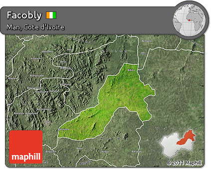 Satellite Map of Facobly, semi-desaturated