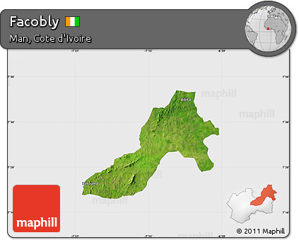 Satellite Map of Facobly, single color outside