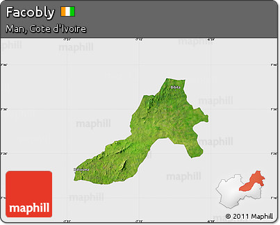 Satellite Map of Facobly, single color outside