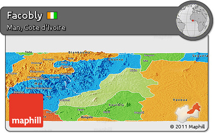Physical Panoramic Map of Facobly, political outside