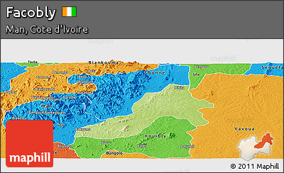 Physical Panoramic Map of Facobly, political outside