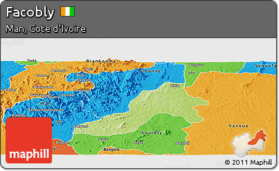 Physical Panoramic Map of Facobly, political outside
