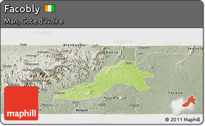 Physical Panoramic Map of Facobly, semi-desaturated