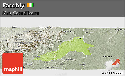 Physical Panoramic Map of Facobly, semi-desaturated
