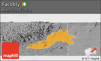Political Panoramic Map of Facobly, desaturated