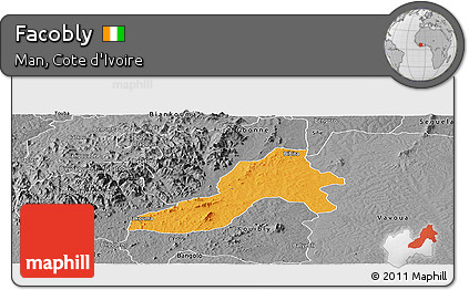 Political Panoramic Map of Facobly, desaturated