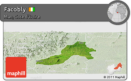 Satellite Panoramic Map of Facobly, lighten