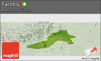 Satellite Panoramic Map of Facobly, lighten