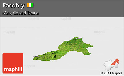 Satellite Panoramic Map of Facobly, single color outside