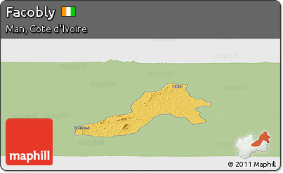 Savanna Style Panoramic Map of Facobly, single color outside