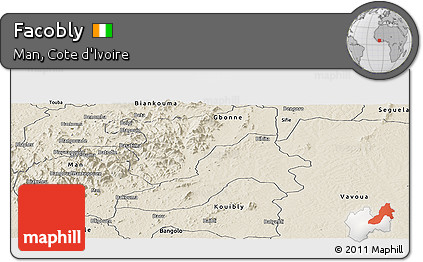 Shaded Relief Panoramic Map of Facobly