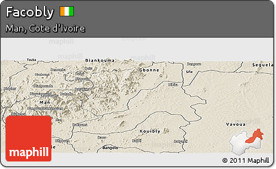 Shaded Relief Panoramic Map of Facobly