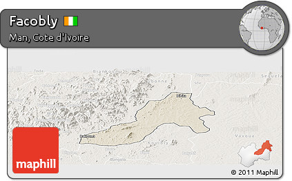 Shaded Relief Panoramic Map of Facobly, lighten
