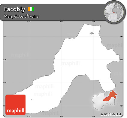 Gray Simple Map of Facobly, single color outside