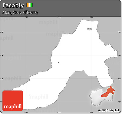 Gray Simple Map of Facobly, single color outside