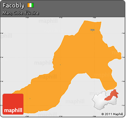 Political Simple Map of Facobly, single color outside