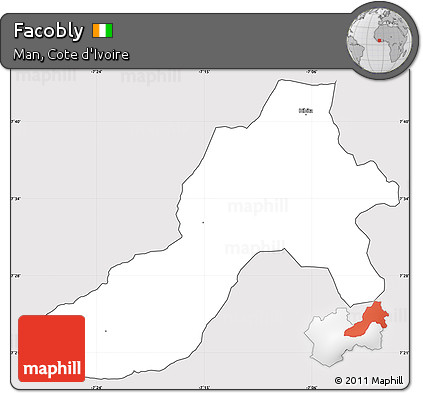 Silver Style Simple Map of Facobly, cropped outside