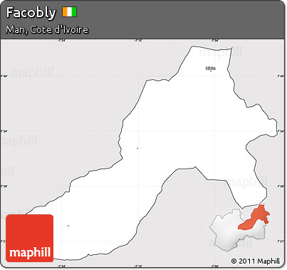 Silver Style Simple Map of Facobly, cropped outside