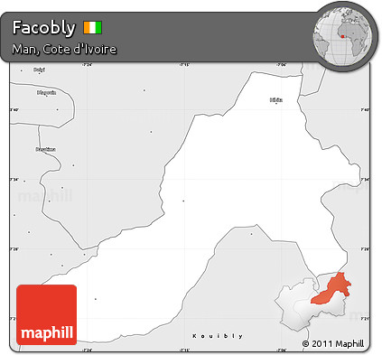 Silver Style Simple Map of Facobly