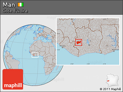 Gray Location Map of Man, within the entire country