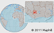 Gray Location Map of Man, within the entire country, hill shading