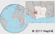 Gray Location Map of Man, highlighted country, within the entire country