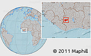 Gray Location Map of Man, hill shading
