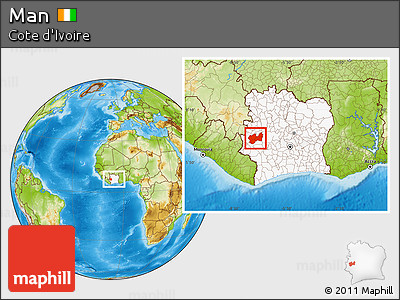 Physical Location Map of Man, highlighted country, within the entire country