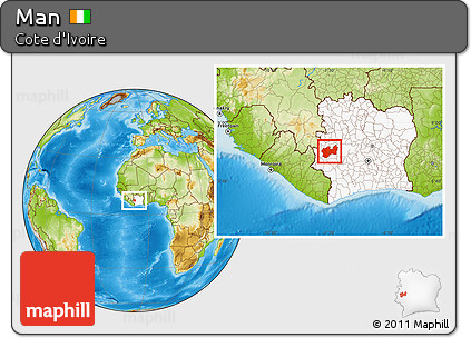 Physical Location Map of Man, highlighted country