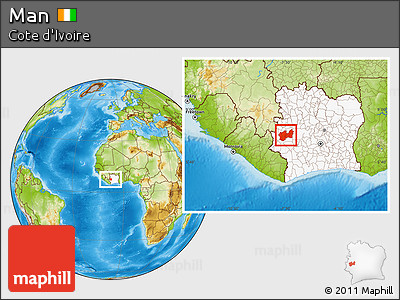 Physical Location Map of Man, highlighted country