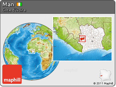 Physical Location Map of Man, highlighted country