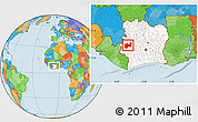 Political Location Map of Man, highlighted country, within the entire country