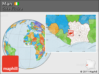 Political Location Map of Man, highlighted country