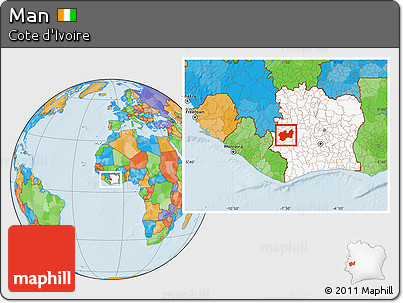 Political Location Map of Man, highlighted country
