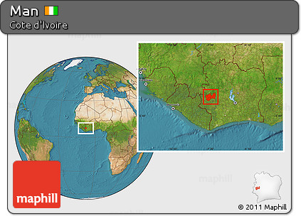 Satellite Location Map of Man