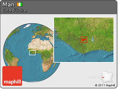 Satellite Location Map of Man