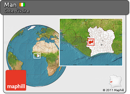 Satellite Location Map of Man, highlighted country