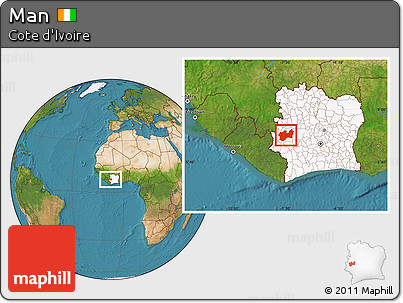 Satellite Location Map of Man, highlighted country