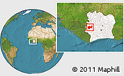 Satellite Location Map of Man, highlighted country