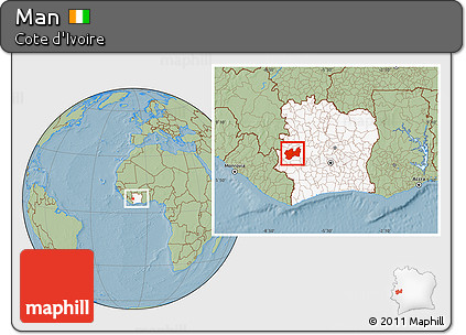 Savanna Style Location Map of Man, highlighted country, within the entire country, hill shading