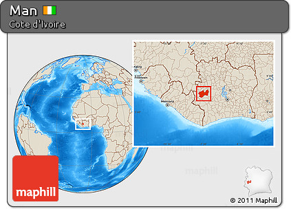 Shaded Relief Location Map of Man