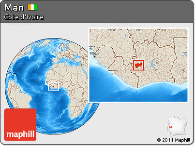 Shaded Relief Location Map of Man