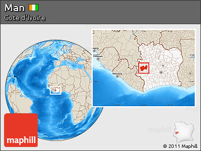 Shaded Relief Location Map of Man, highlighted country