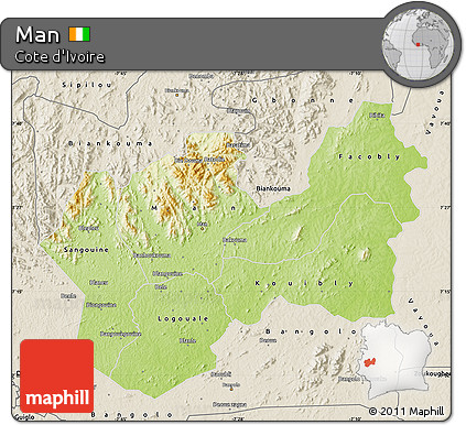 Physical Map of Man, shaded relief outside